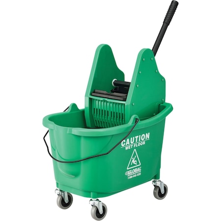 Global Industrial Mop Bucket and Wringer Combination, Green, Plastic 260595GN